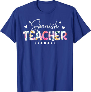 Back To School Spanish Teacher Floral First Day Of School T-Shirt - T-Shirt | Royal