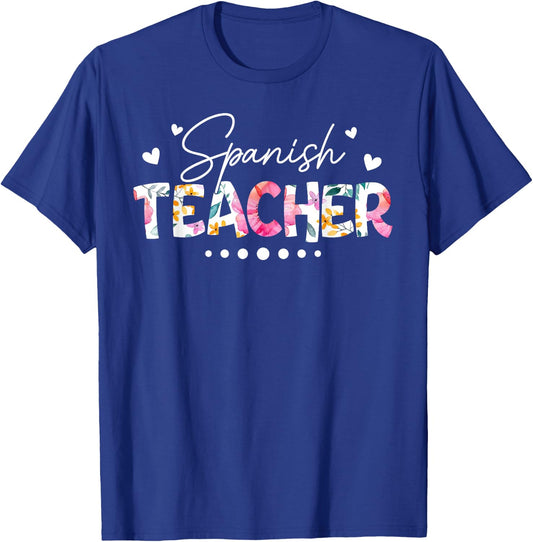 Back To School Spanish Teacher Floral First Day Of School T-Shirt - T-Shirt | Royal