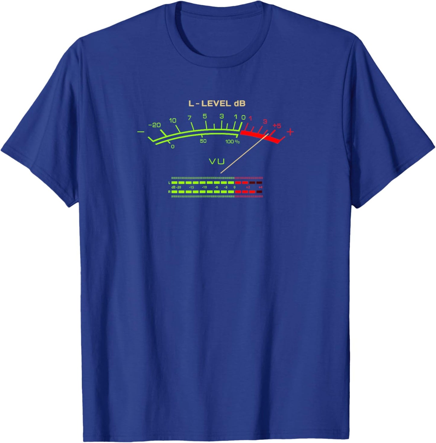Retro VU Meter Vintage Hi-Fi Audio Stereo Music Sound T-Shirt - T-Shirt | Royal