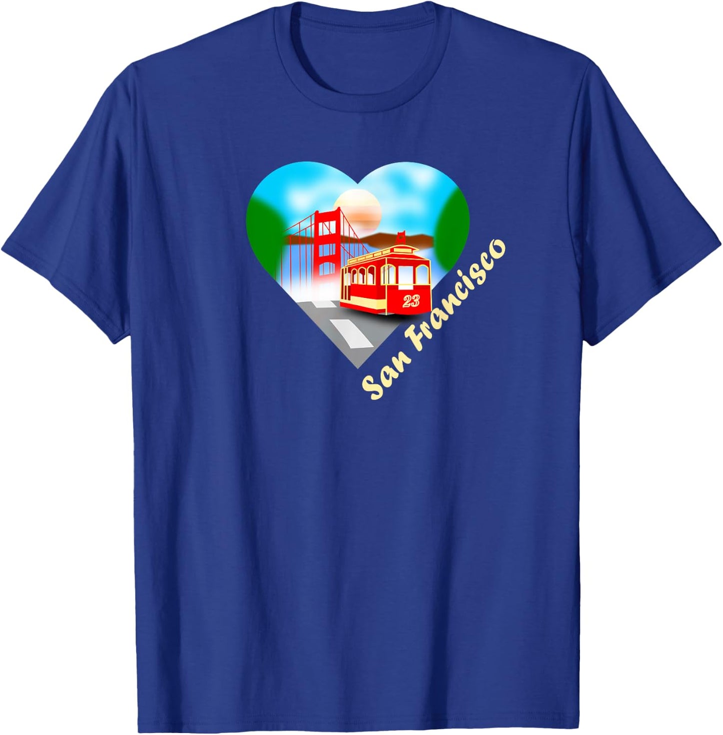 San Francisco Heart with trolley and Golden Gate T-Shirt - T-Shirt | Royal