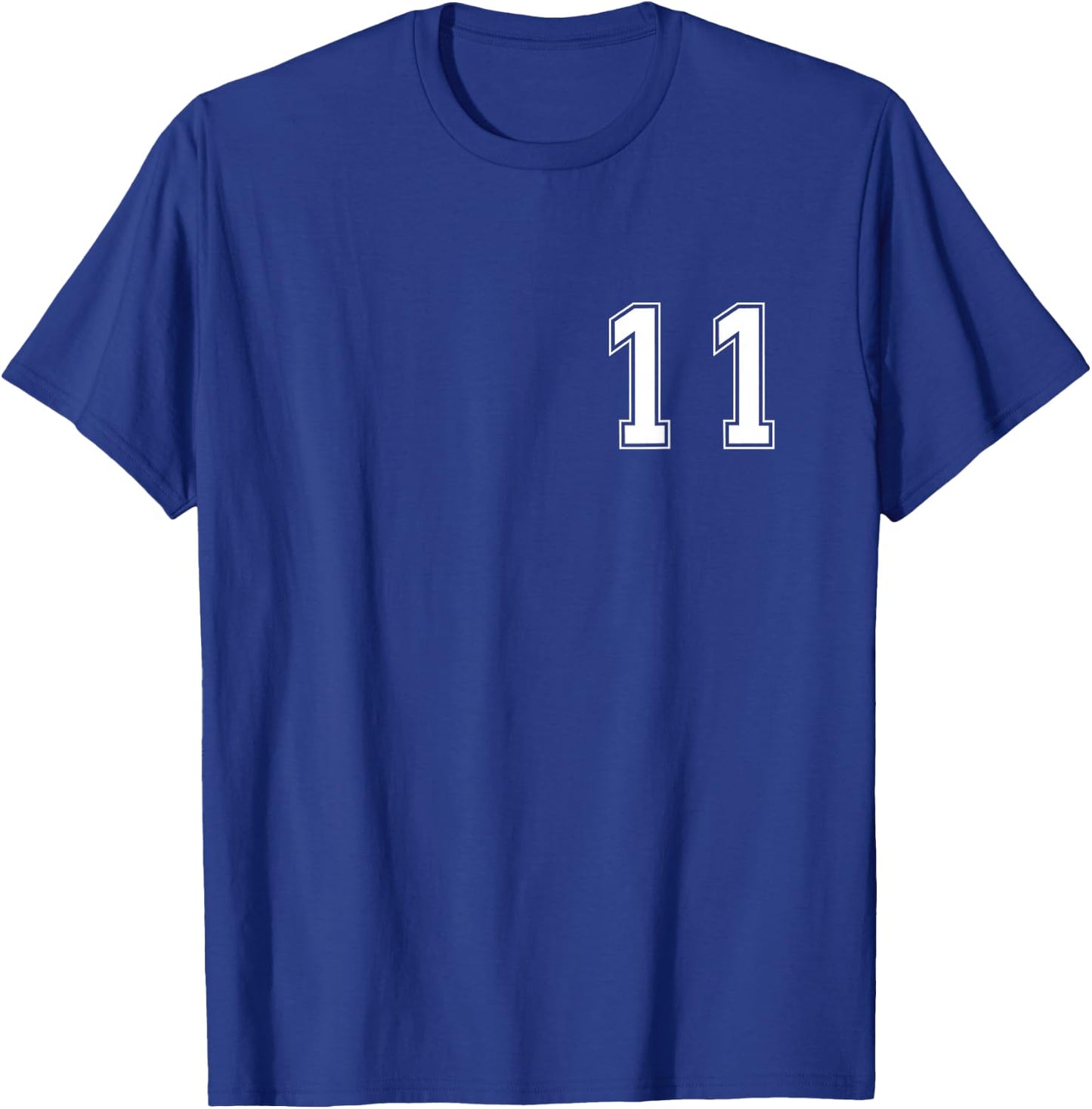 White Number 11 Team Junior Sports Numbered Uniform T-Shirt - T-Shirt | Royal