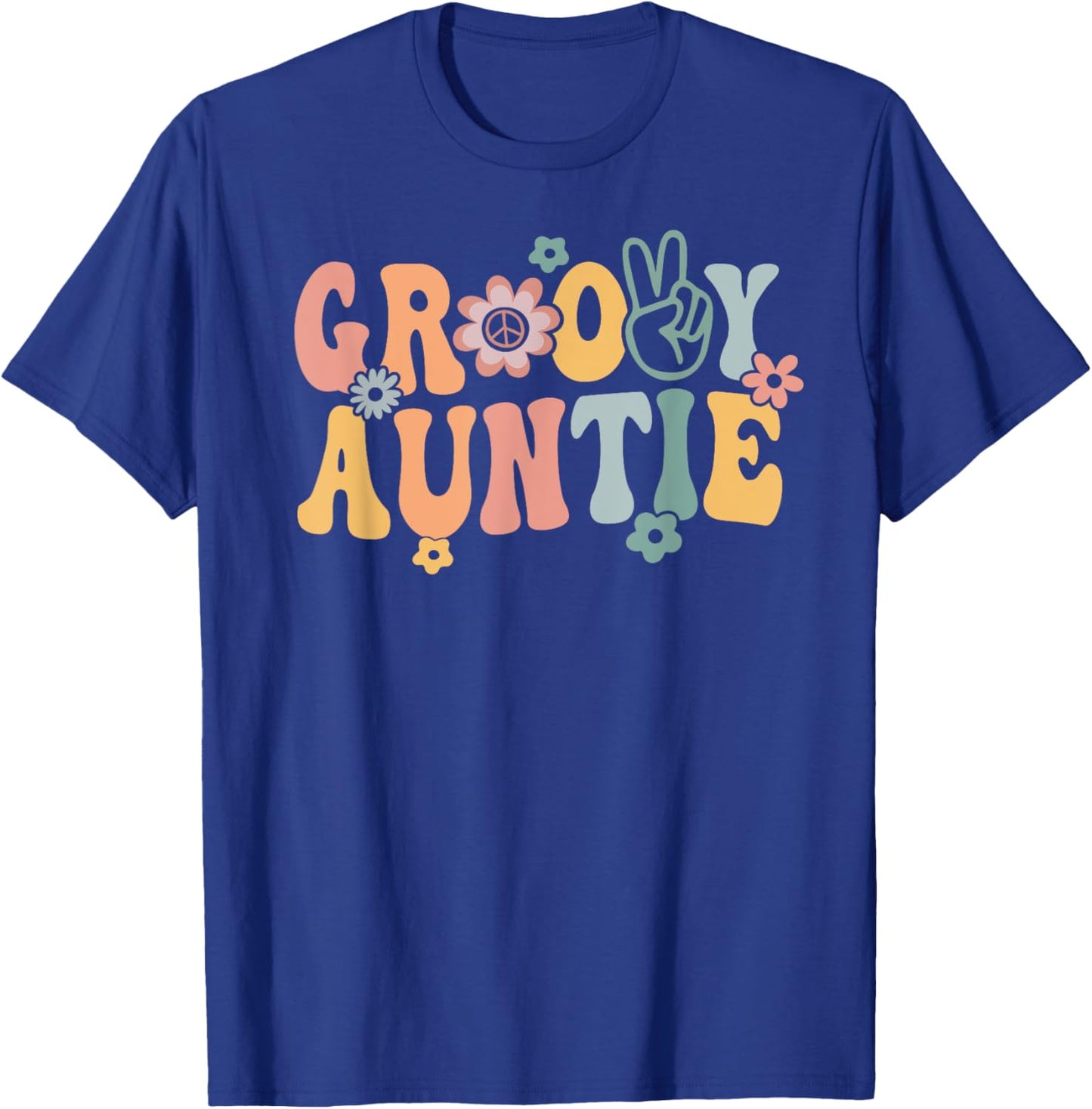 Groovy Auntie Retro Aunt Matching Family 1st Birthday Party T-Shirt - T-Shirt | Royal