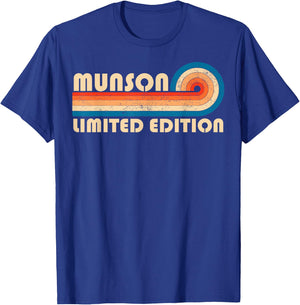 MUNSON Surname Retro Vintage 80s 90s Birthday Reunion T-Shirt - T-Shirt | Royal