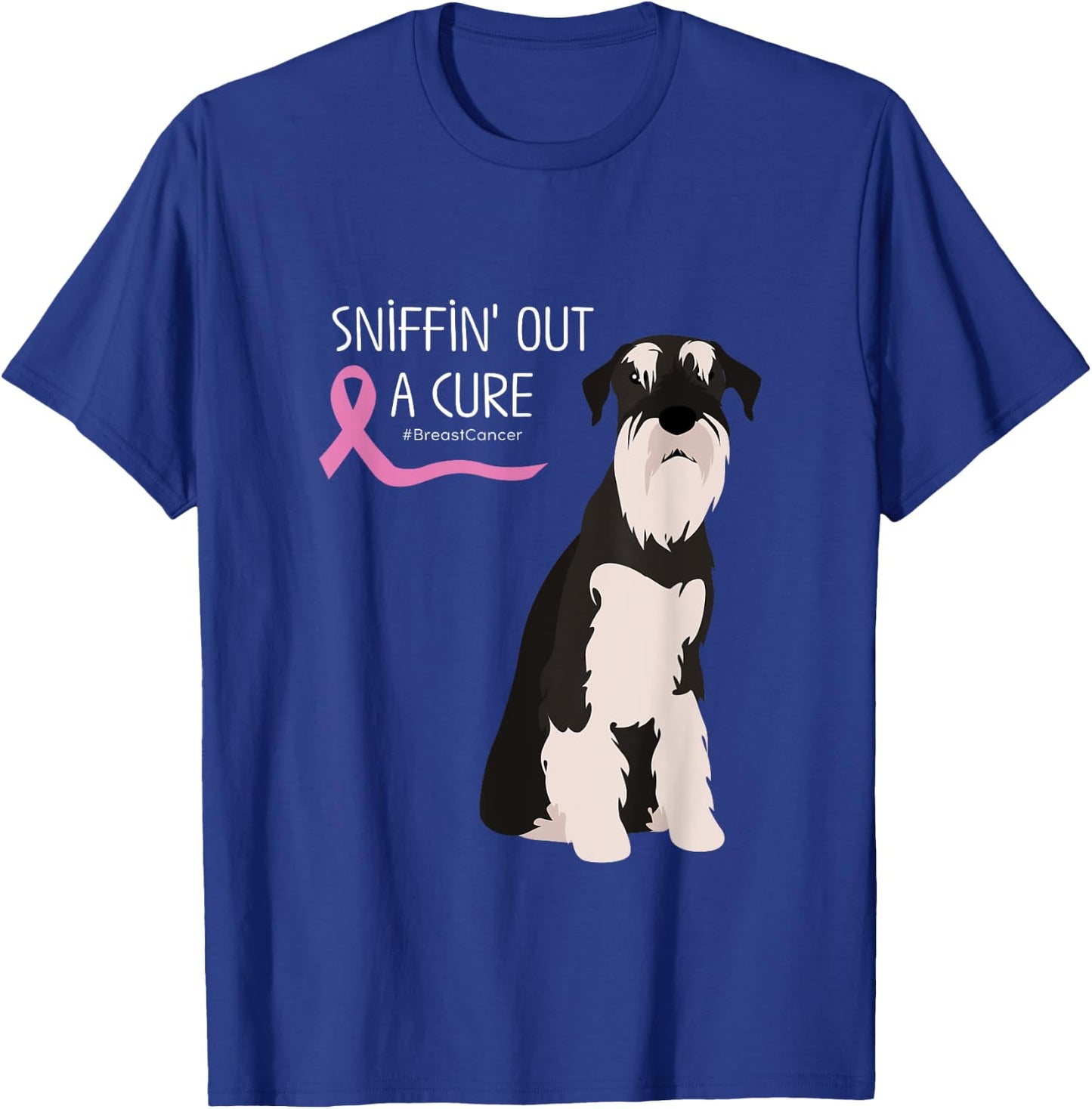 Schnauzer Dog Lover Breast Cancer Awareness T-Shirt - T-Shirt | Royal