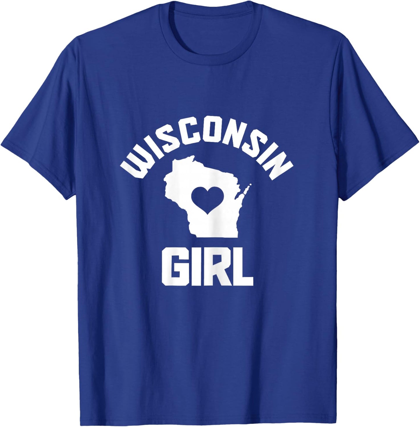 Wisconsin Girl State Map Heart Pride Vintage T-Shirt - T-Shirt | Royal