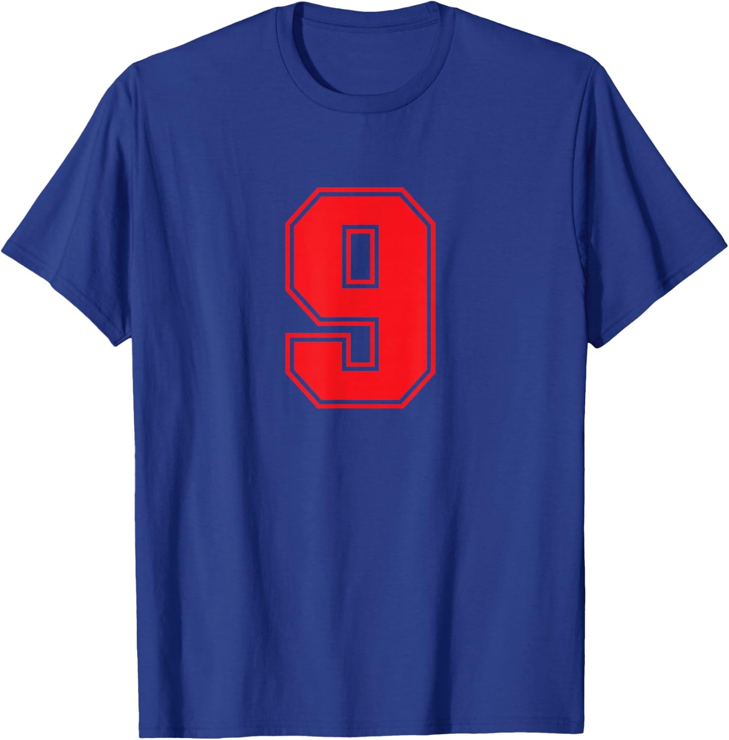 Red Sports Team Number 9 T-Shirt - T-Shirt | Royal