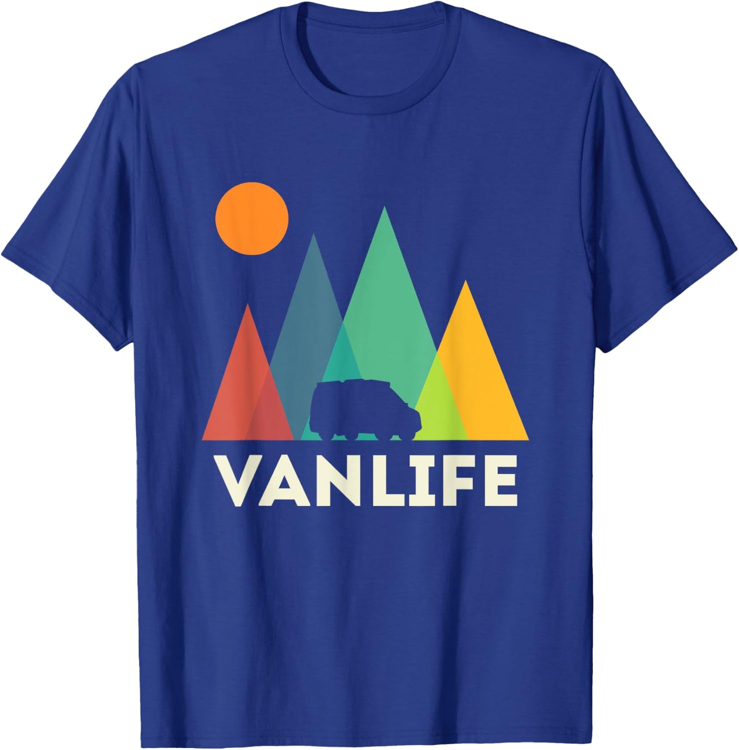 Retro Vintage Van Life Vanlife Camper Camping sunset T-Shirt - T-Shirt | Royal