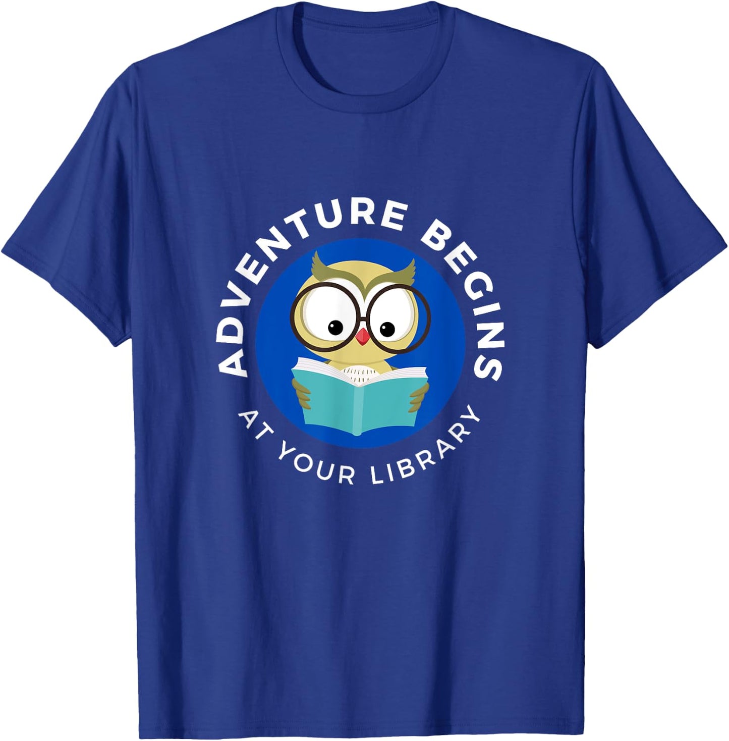 Adventure Begins Here Summer Reading 2024- Owl reading T-Shirt - T-Shirt | Royal