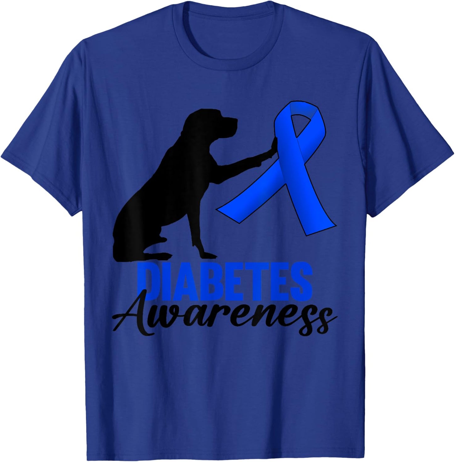 Type 1 Type 2 Diabetic Dog Lovers T1D T2D Diabetes Awareness Men Women T-Shirt - T-Shirt | Royal