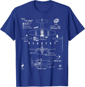 Grumman F8F-2 Bearcat Armament And Tanks Fighter Aircraft T-Shirt - T-Shirt | Royal