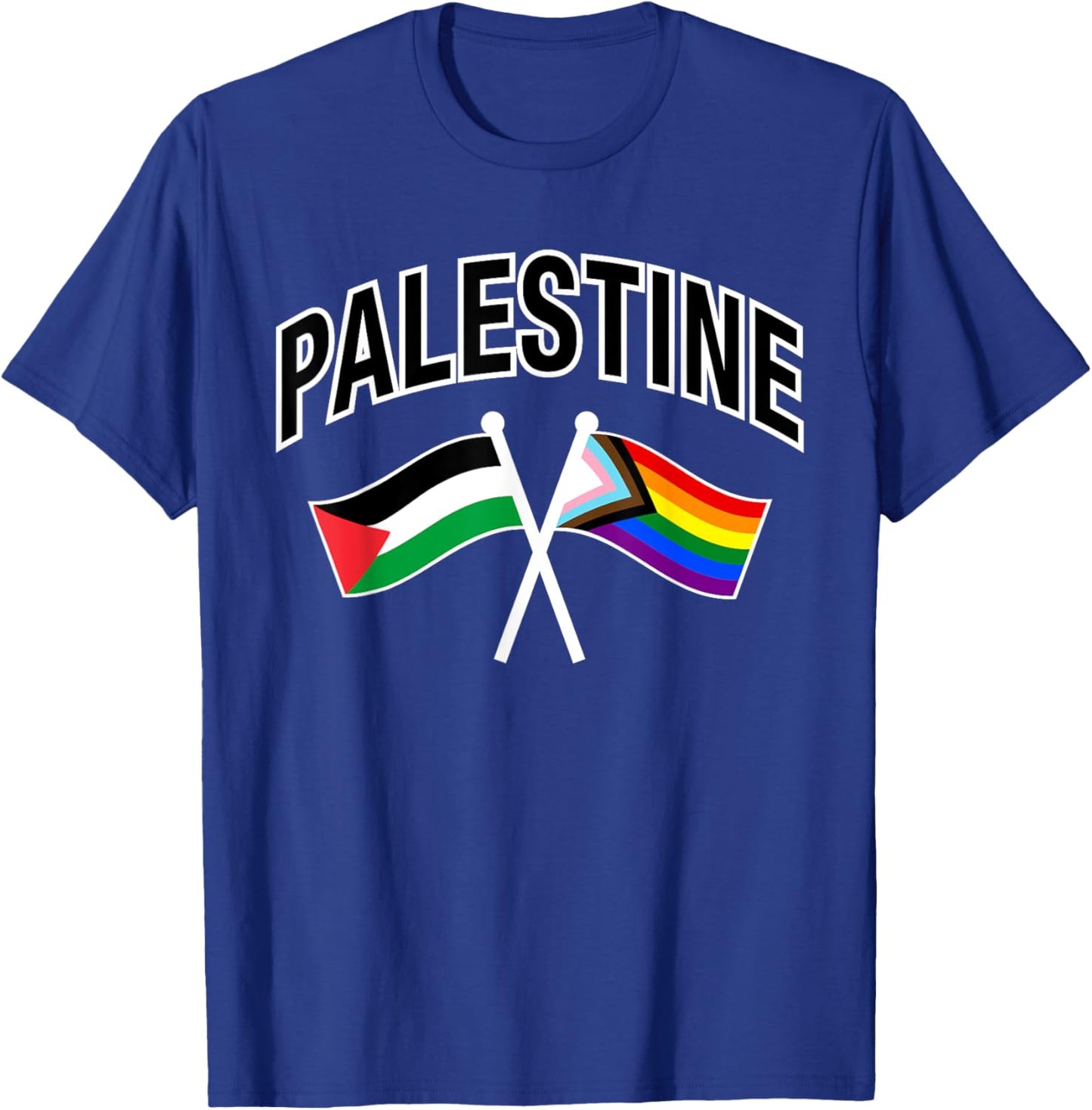 Palestine & Rainbow Pride Flag Proud Palestinian T-Shirt - T-Shirt | Royal
