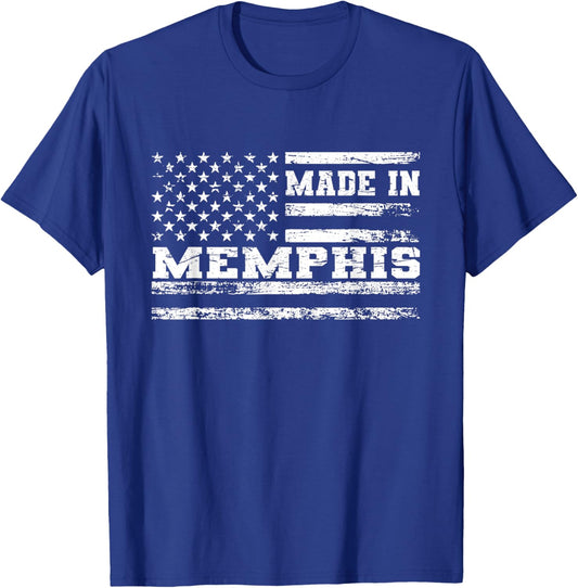 Made In Memphis Vintage US Flag T-Shirt - T-Shirt | Royal