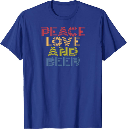 Peace Love And Beer retro 70s vintage T-Shirt - T-Shirt | Royal