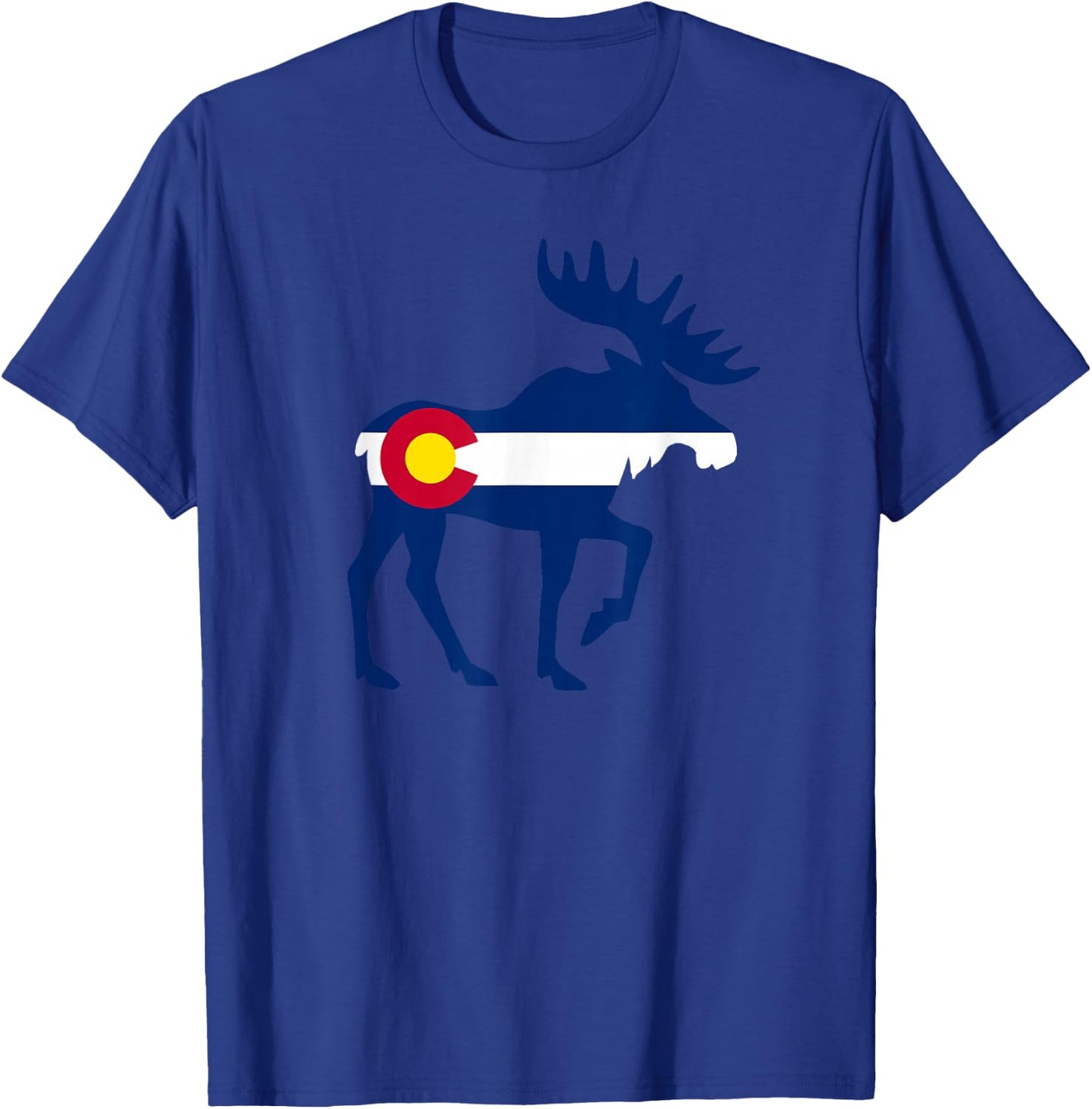 Colorado Flag Moose Colorado Flag T-Shirt - T-Shirt | Royal