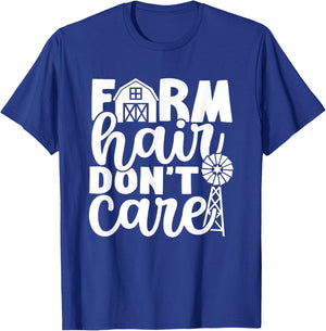 Farm Hair Don't Care Farm Farmer Girl Riding Wife Girlfriend T-Shirt - T-Shirt | Royal