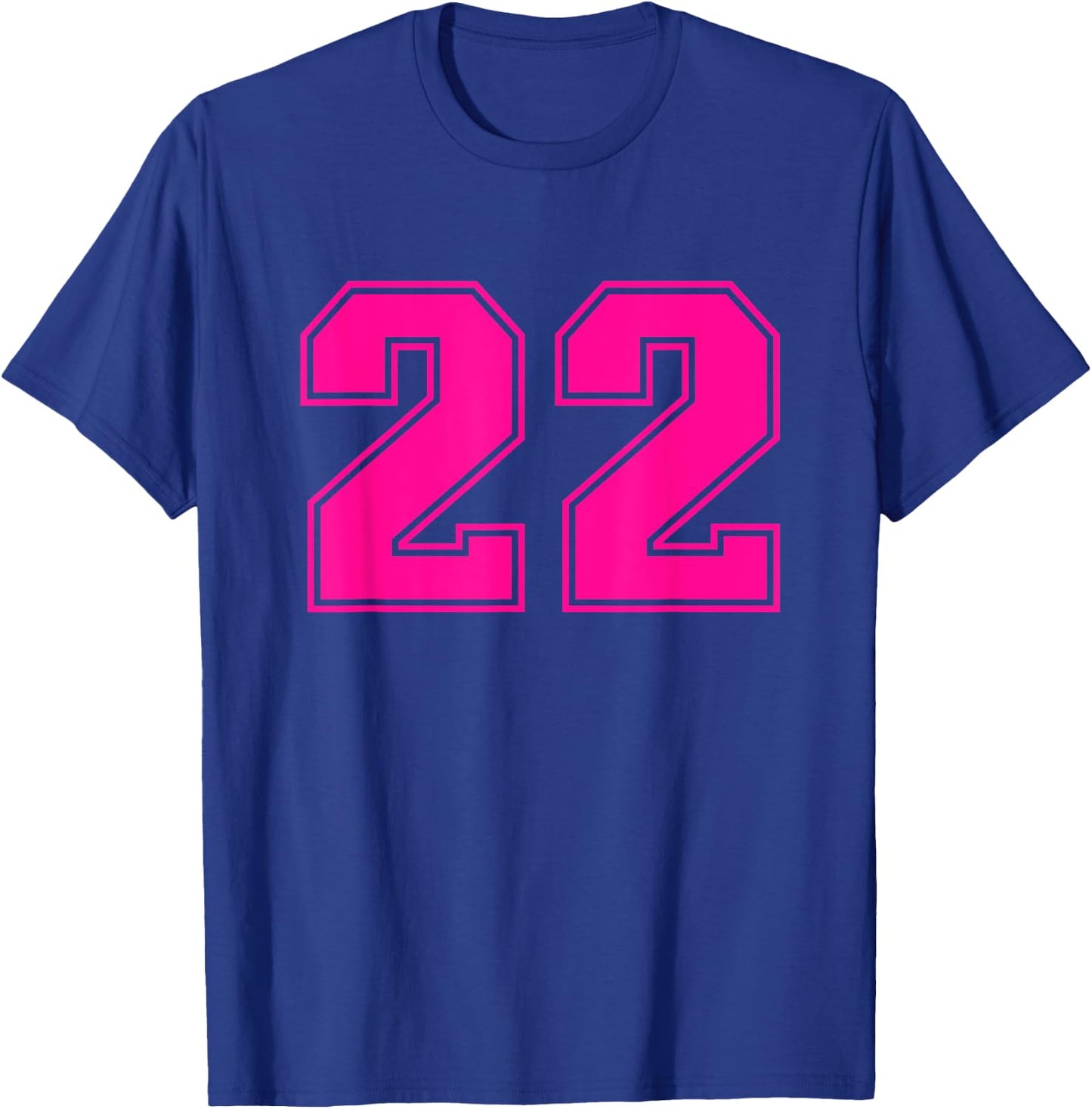 Number #22 Sport Pink Varsity Number T-Shirt - T-Shirt | Royal