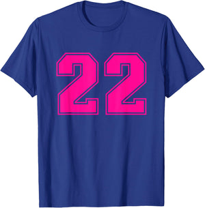 Number #22 Sport Pink Varsity Number T-Shirt - T-Shirt | Royal