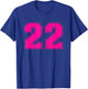 Number #22 Sport Pink Varsity Number T-Shirt - T-Shirt | Royal