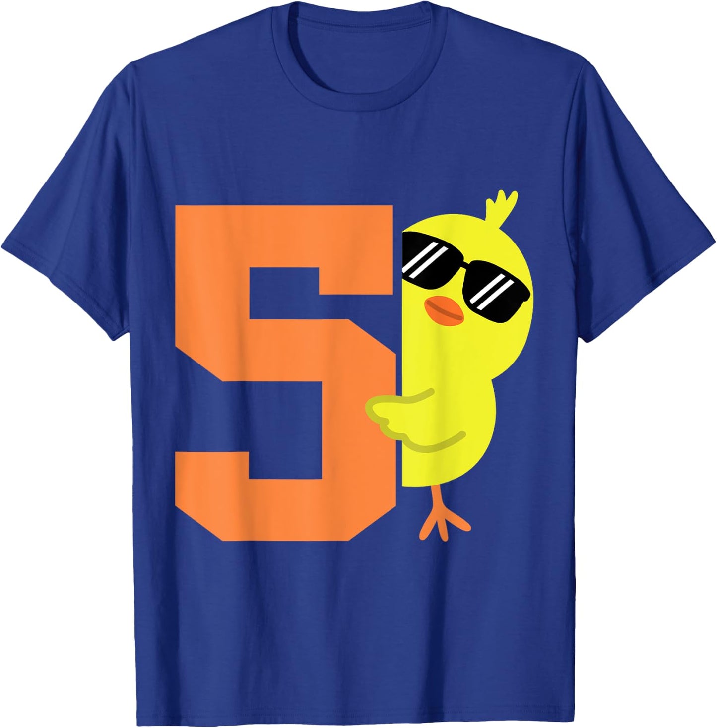 Kids 5th Birthday Chicken Themed Cute 5 Year Old Boys Chick T-Shirt - T-Shirt | Royal