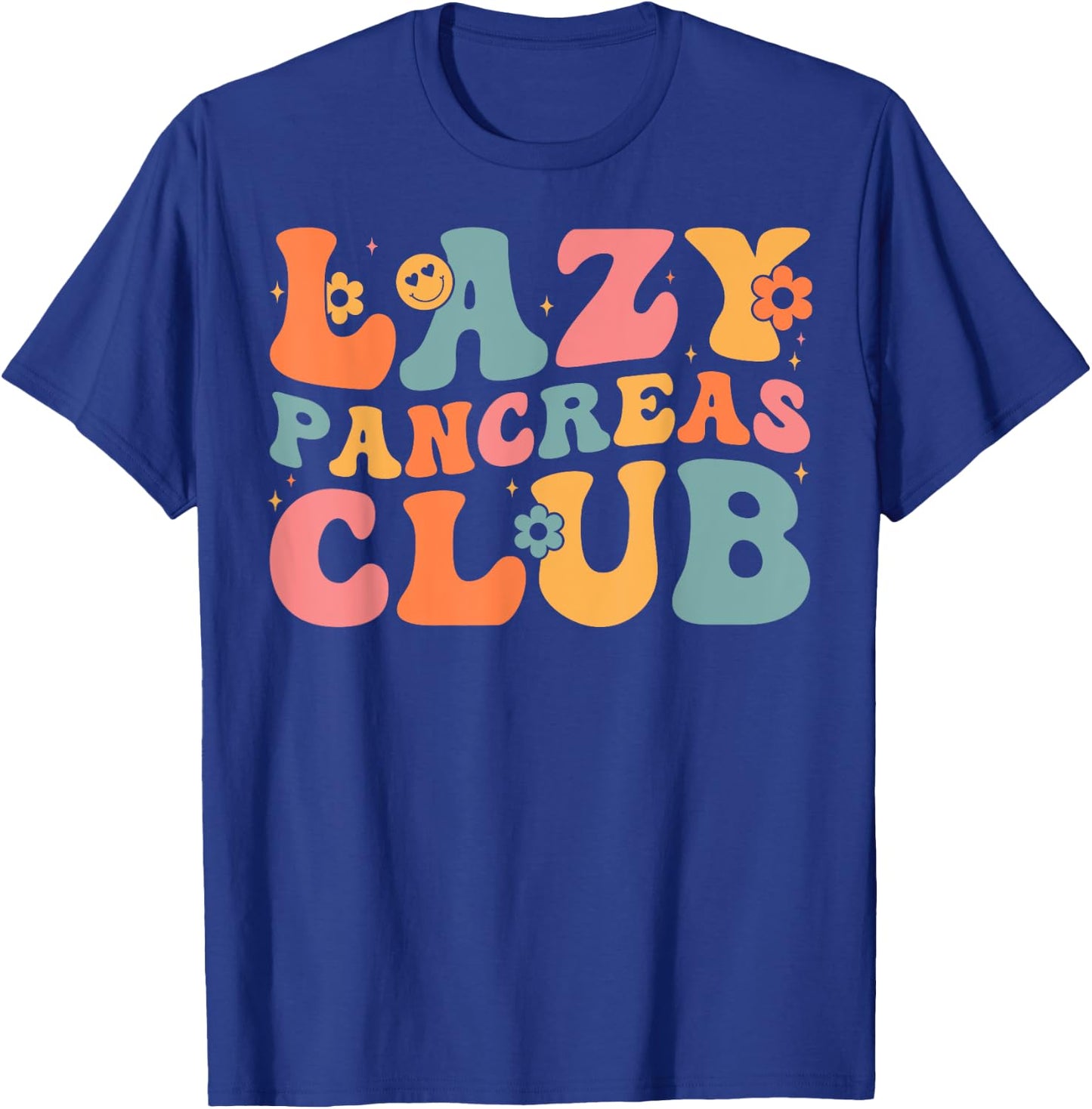 Groovy Retro Lazy Pancreas Club Awareness Day Diabetes Awareness , Women - Black - Small - Short Sleeve T-Shirt - T-Shirt | Royal