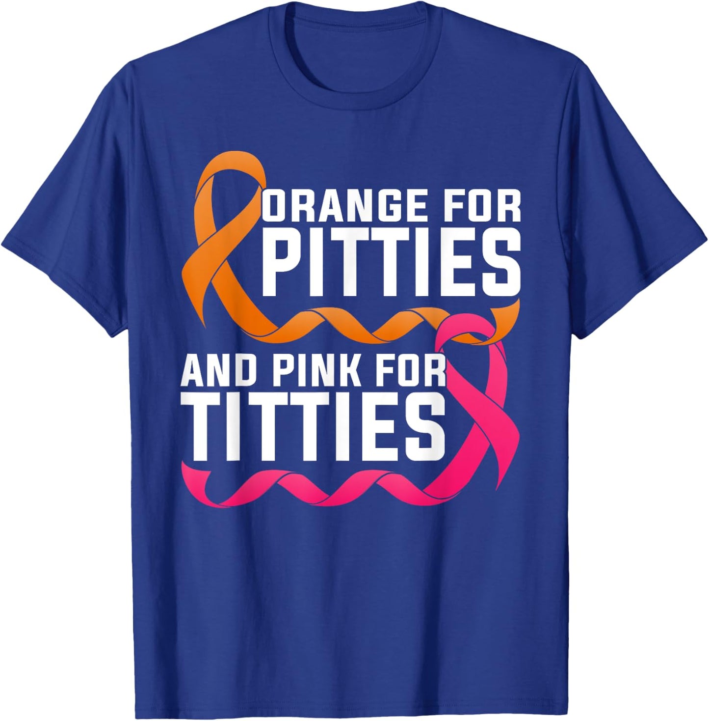 Pitbull And Breast Cancer Awareness Pitties Titties Ribbons T-Shirt - T-Shirt | Royal