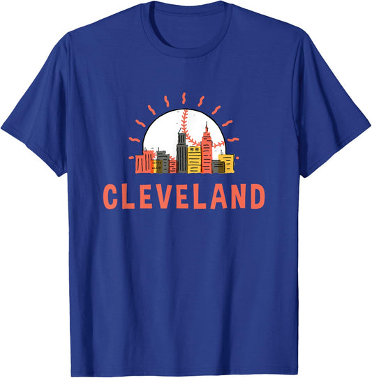 Ohio Cleveland Skyline Cityscape T-Shirt - T-Shirt | Royal