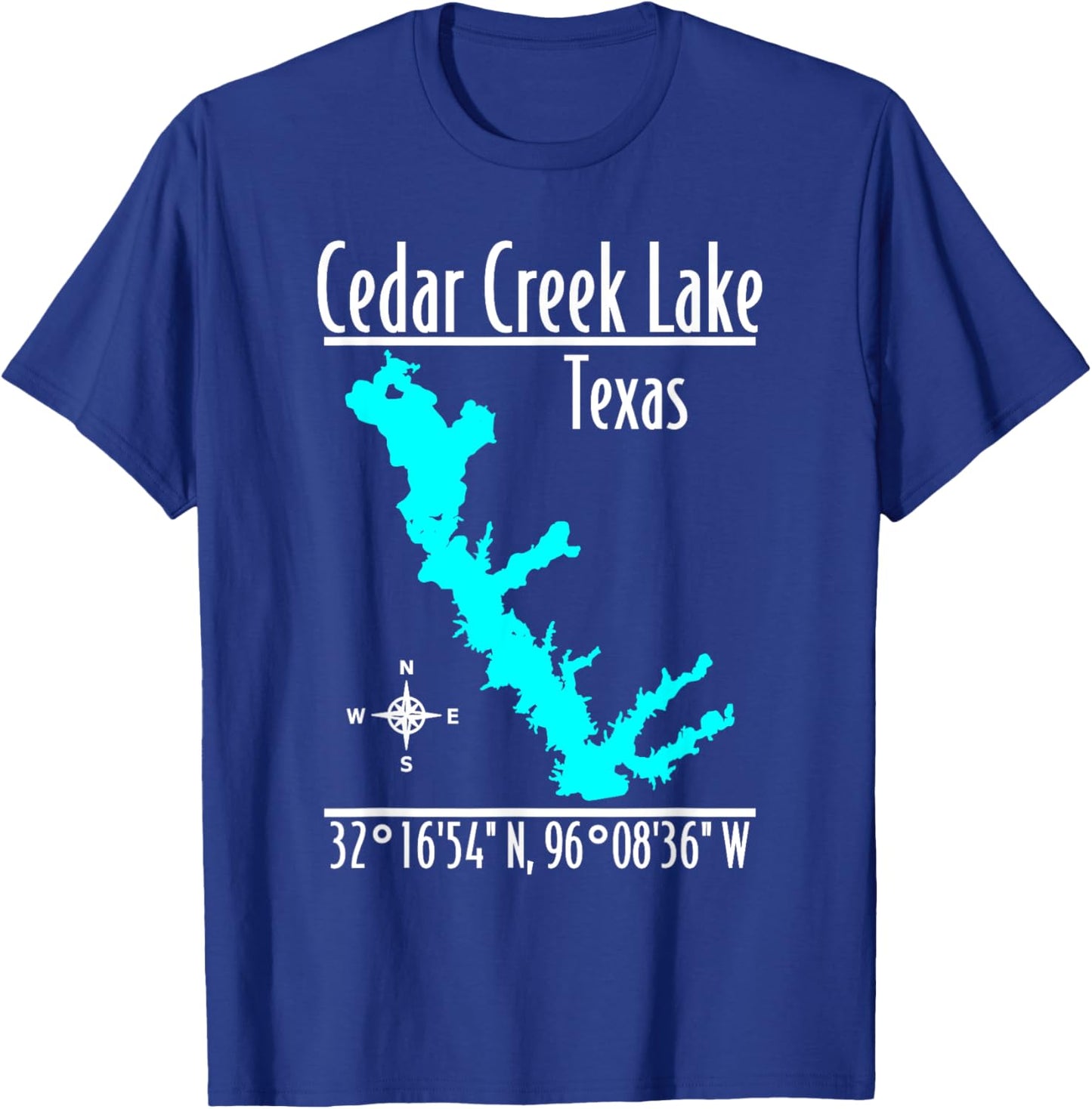 Modern Cedar Creek Lake - Texas T-Shirt - T-Shirt | Royal