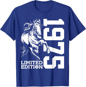Riding 50th Birthday Horse Limited Edition 1975 Rider T-Shirt - T-Shirt | Royal