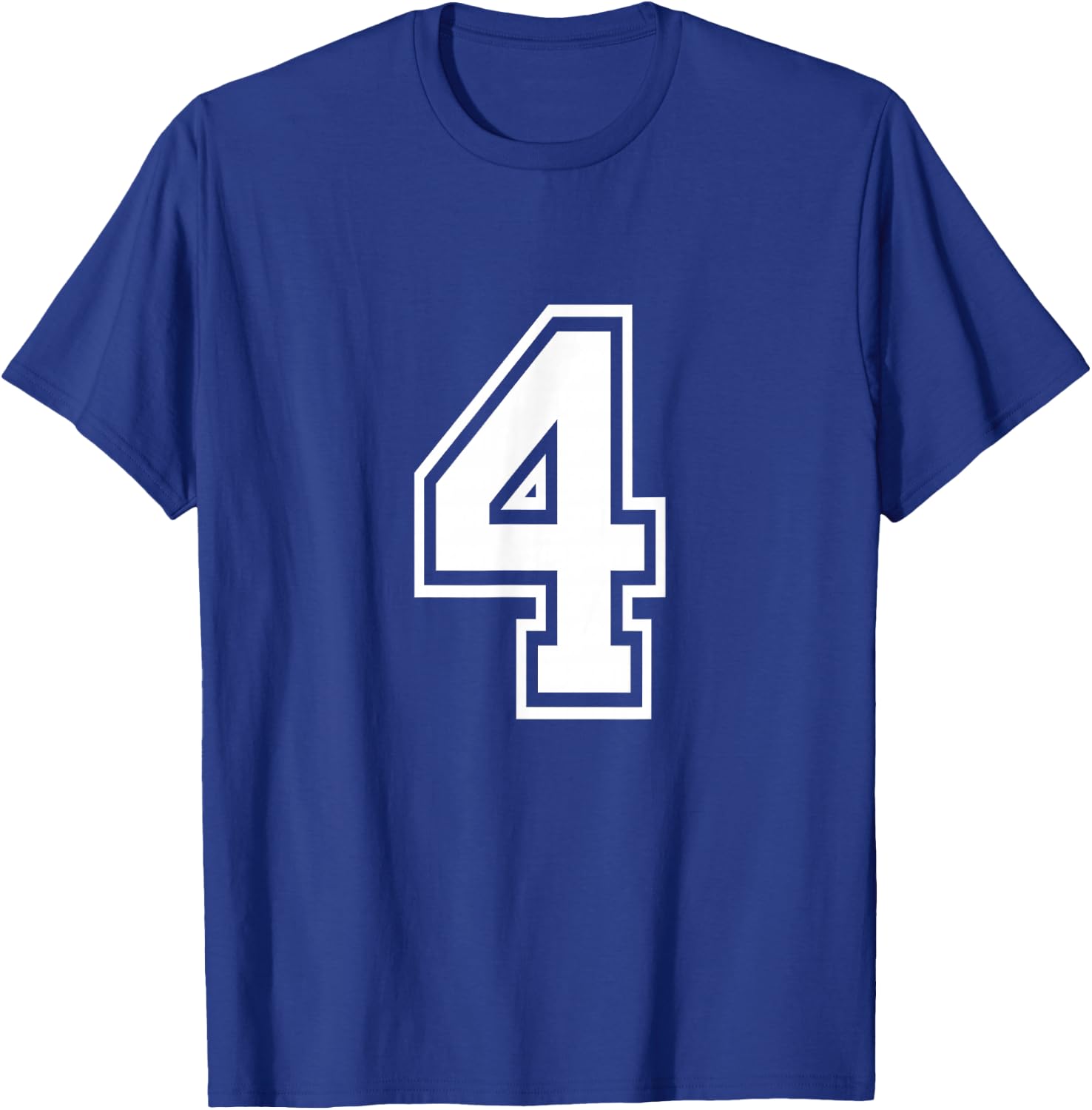 Number 4 Front + Back Varsity Sports Team 4rd Birthday T-Shirt - T-Shirt | Royal