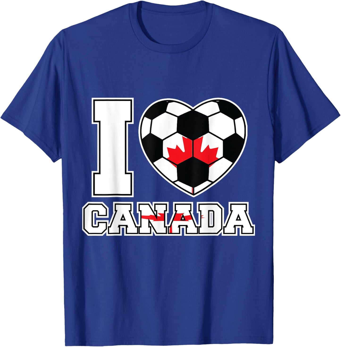 I Love Canada Women Men Kids Canadian Soccer Balls Flag Red T-Shirt - T-Shirt | Royal