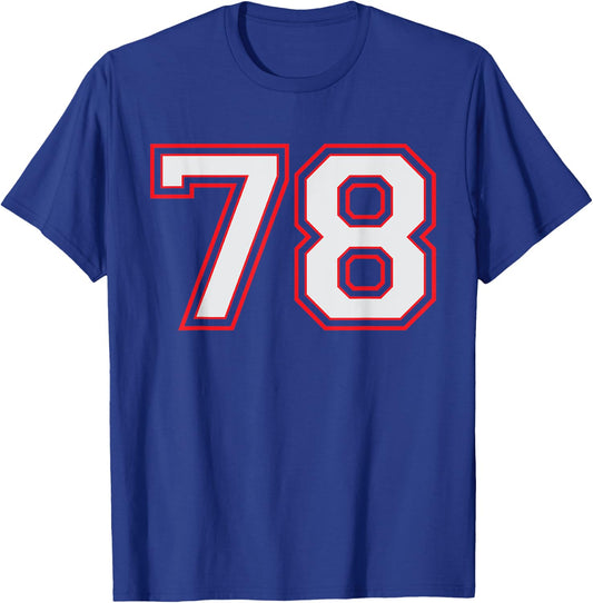 Red Number 78 Sports Player Jersey Fun Game Winner #78 Lucky T-Shirt - T-Shirt | Royal