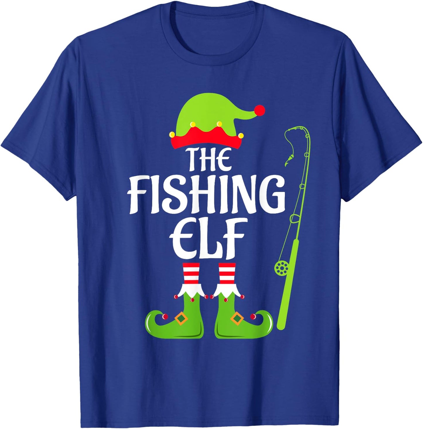 Fishing Elf Matching Family Group Christmas Party Xmas Funny T-Shirt - T-Shirt | Royal