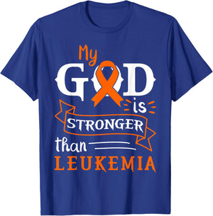 My God Is Stronger Than Leukemia Awareness Heart T-Shirt - T-Shirt | Royal