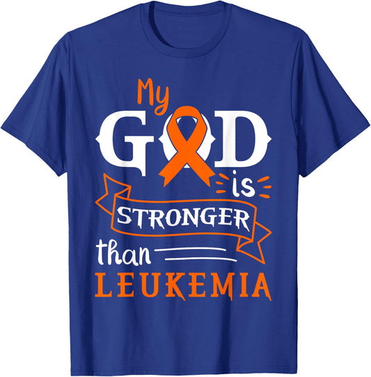 My God Is Stronger Than Leukemia Awareness Heart T-Shirt - T-Shirt | Royal