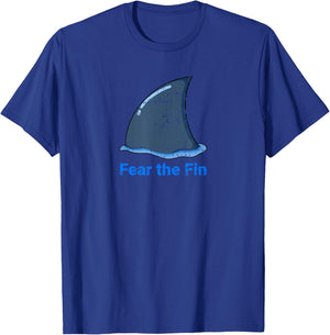 Fear the Fin Shark Fin Ocean Beach Funny Distressed T-Shirt - T-Shirt | Royal