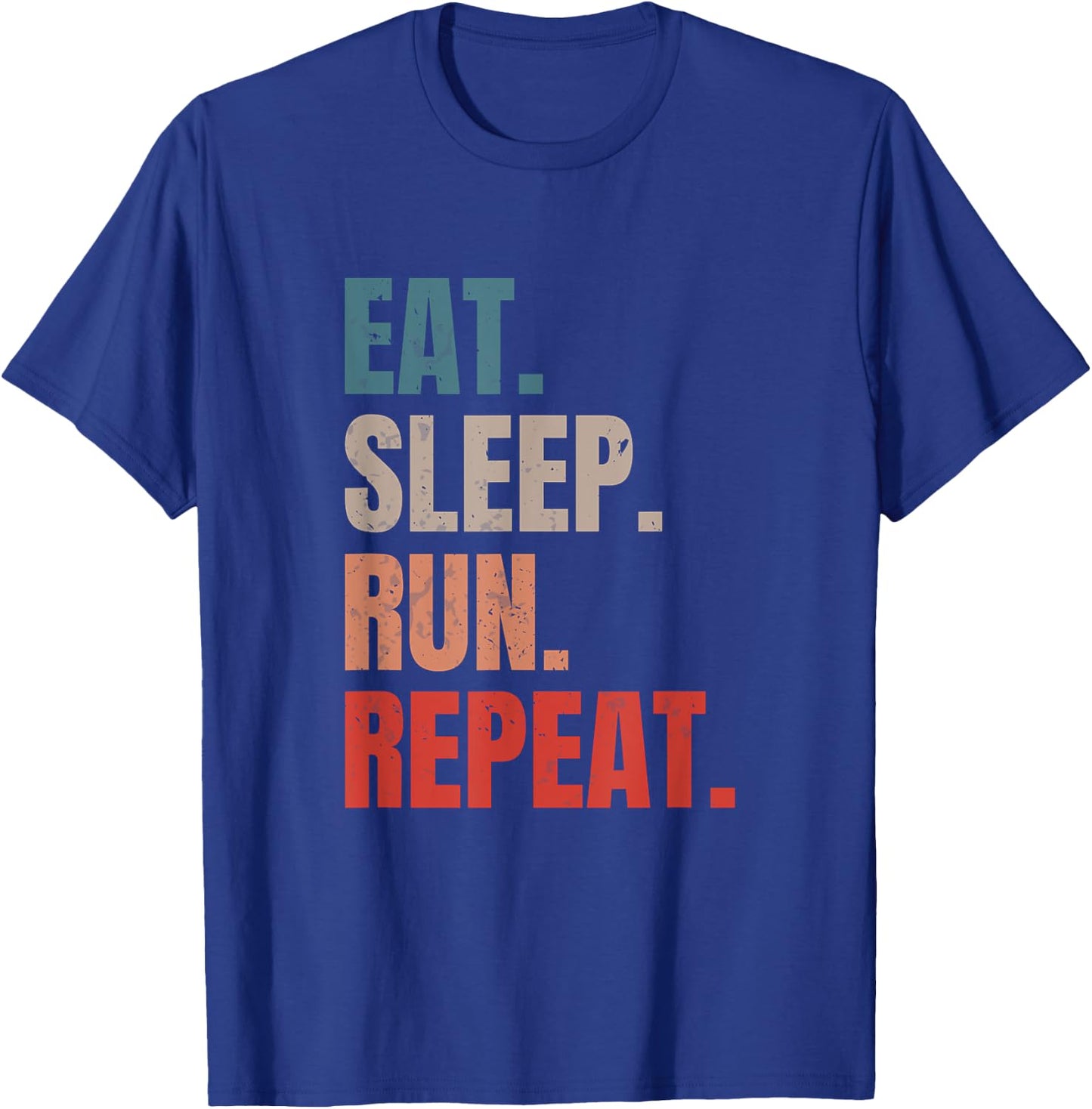 Vintage Running Marathon Runner Eat Sleep Run Repeat T-Shirt - T-Shirt | Royal