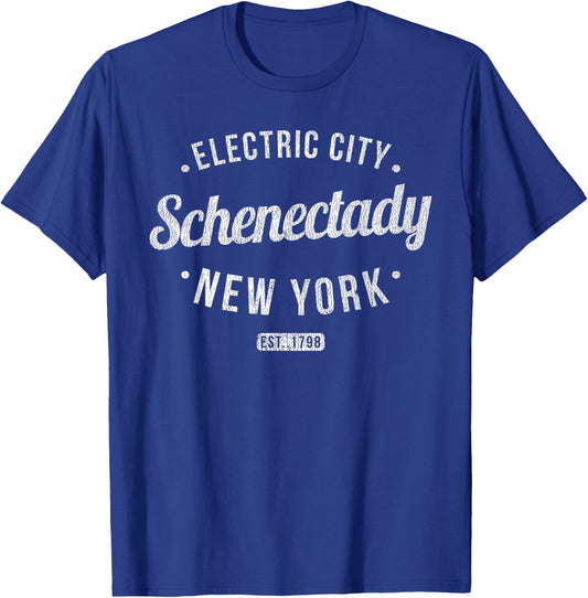 New York Vintage Minimalist Retro Souvenir NY Schenectady T-Shirt - T-Shirt | Royal