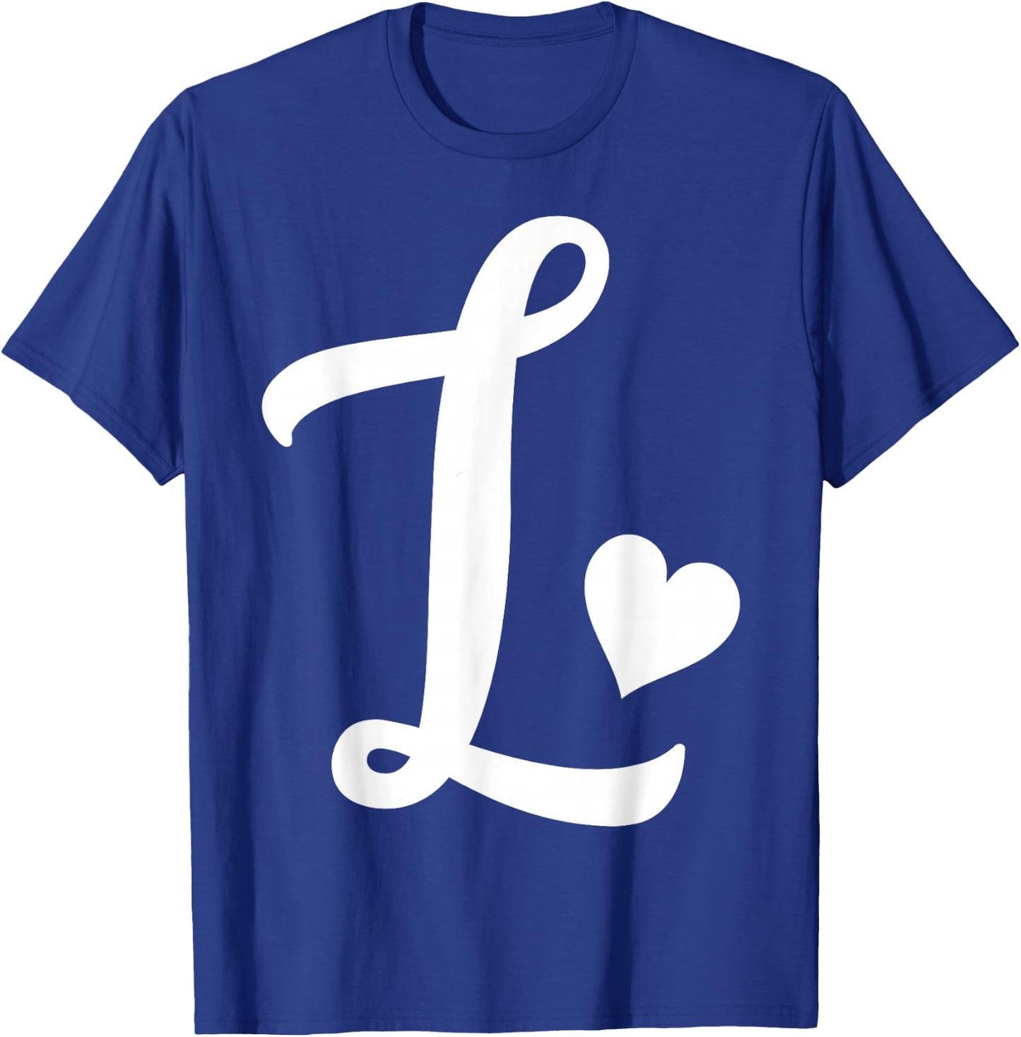 white letter L monogram initial minimalist heart graphic T-Shirt - T-Shirt | Royal