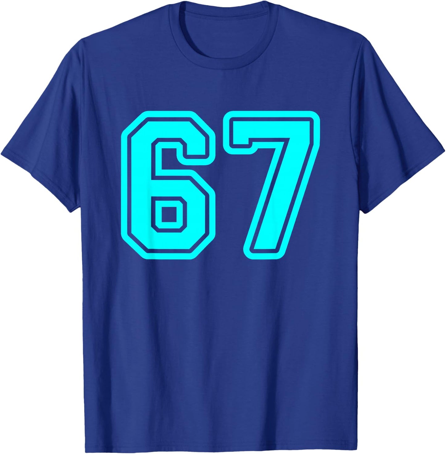 Cyan Sports Team Number #67 T-Shirt - T-Shirt | Royal