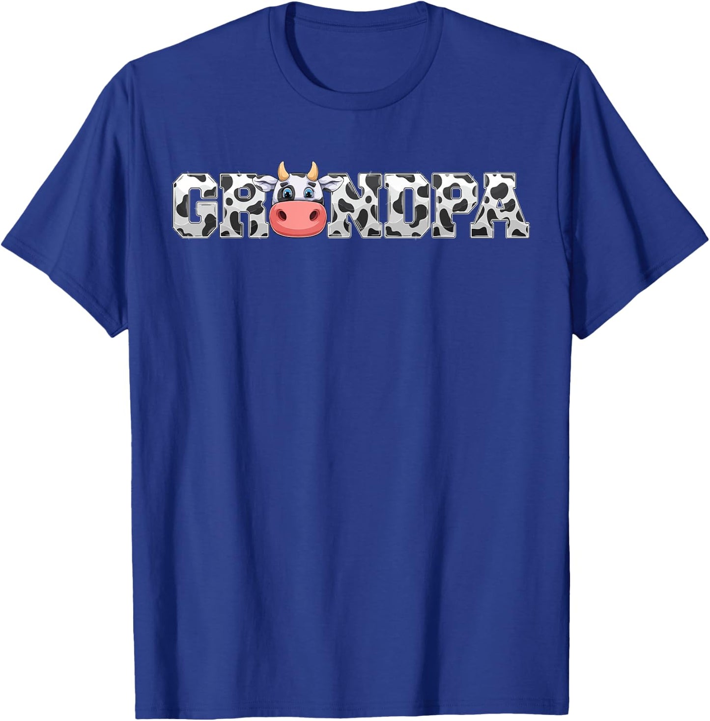 Grandpa Cow Print Cowboy Animal Pattern Farmer Cow Grandpa T-Shirt - T-Shirt | Royal