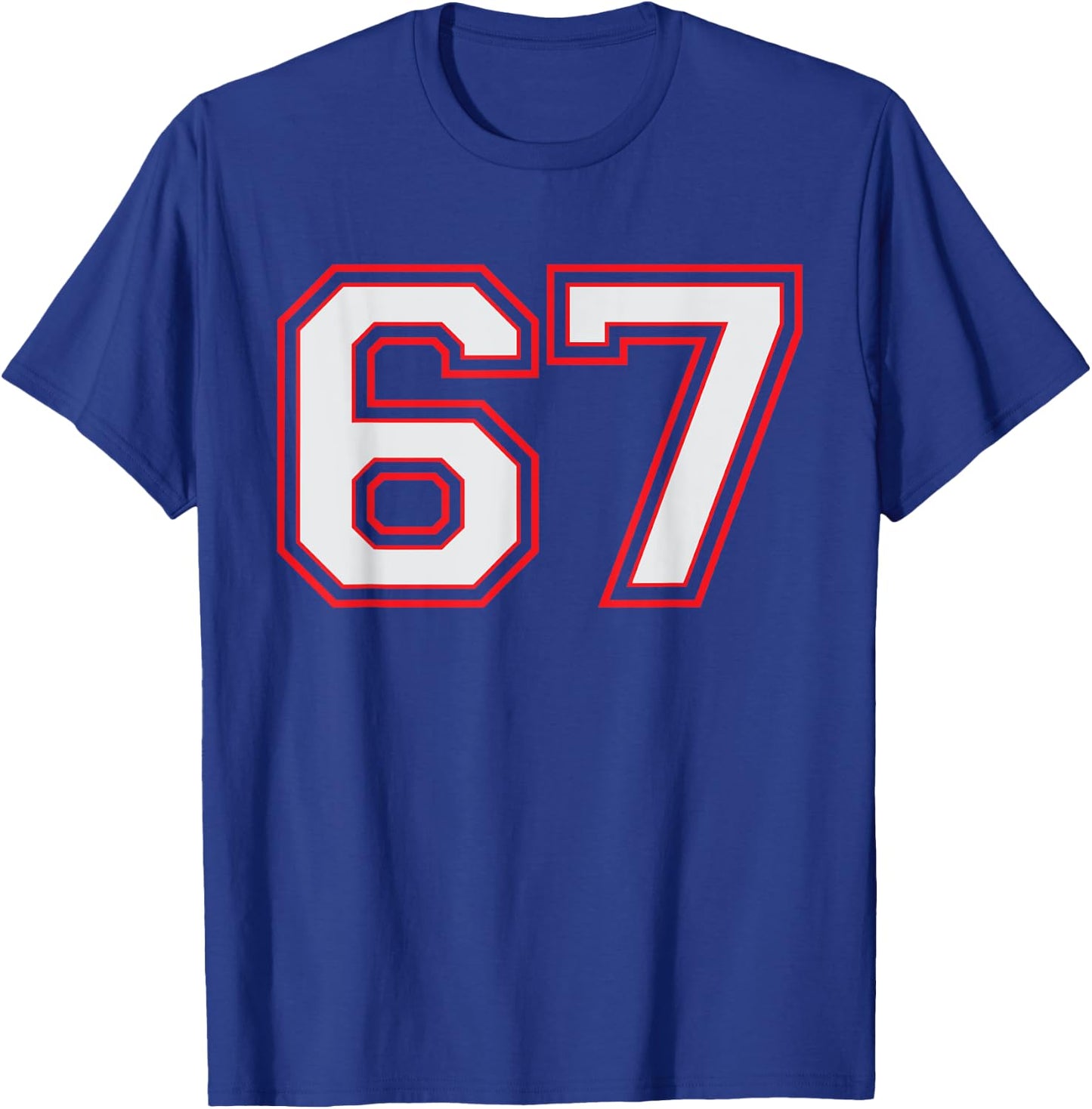 Red Number 67 Sports Player Jersey Fun Game Winner #67 Lucky T-Shirt - T-Shirt | Royal