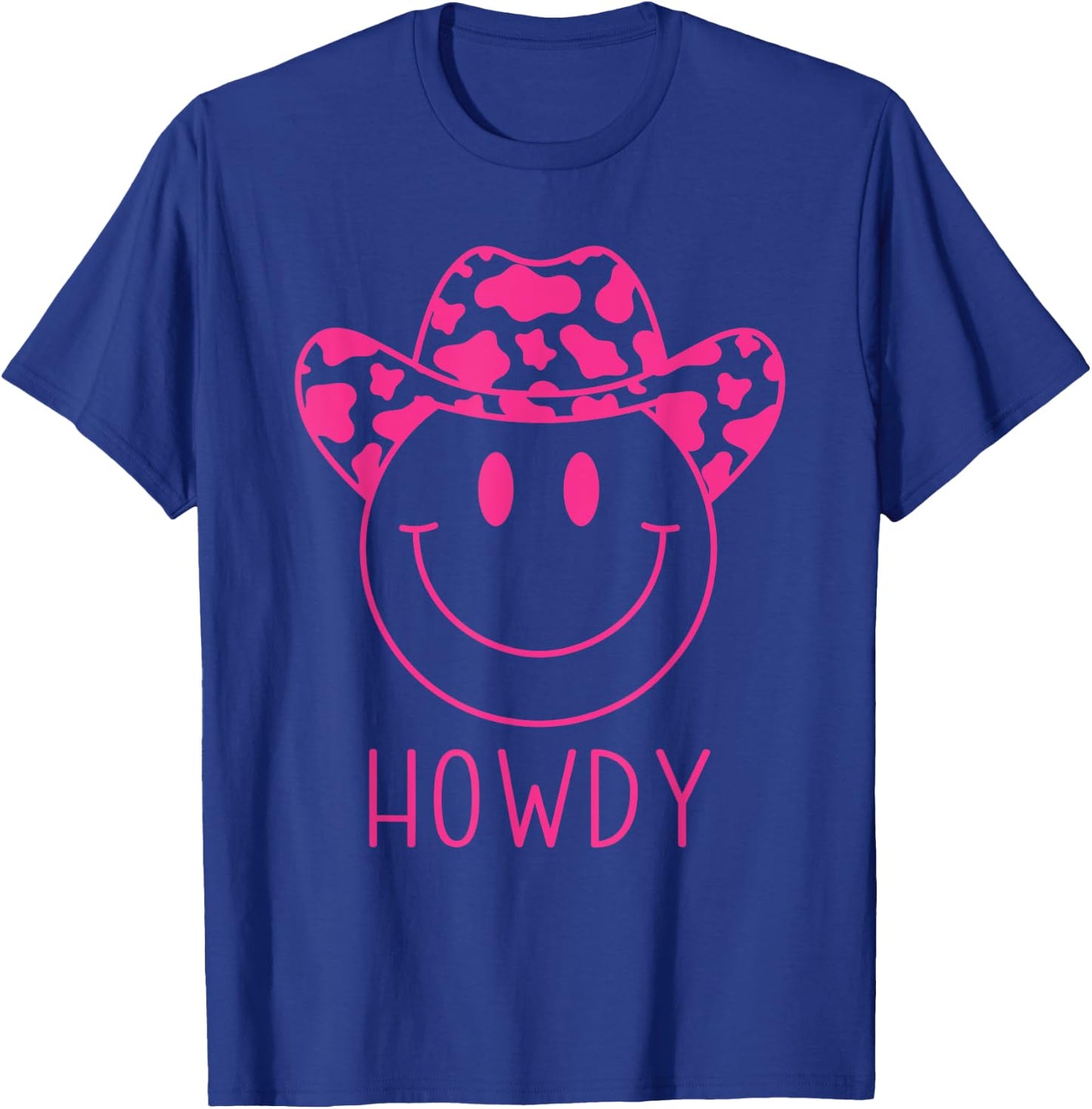 Howdy Western Happy Smiling Smile Face Cowgirl Cowboy Kids T-Shirt - T-Shirt | Royal