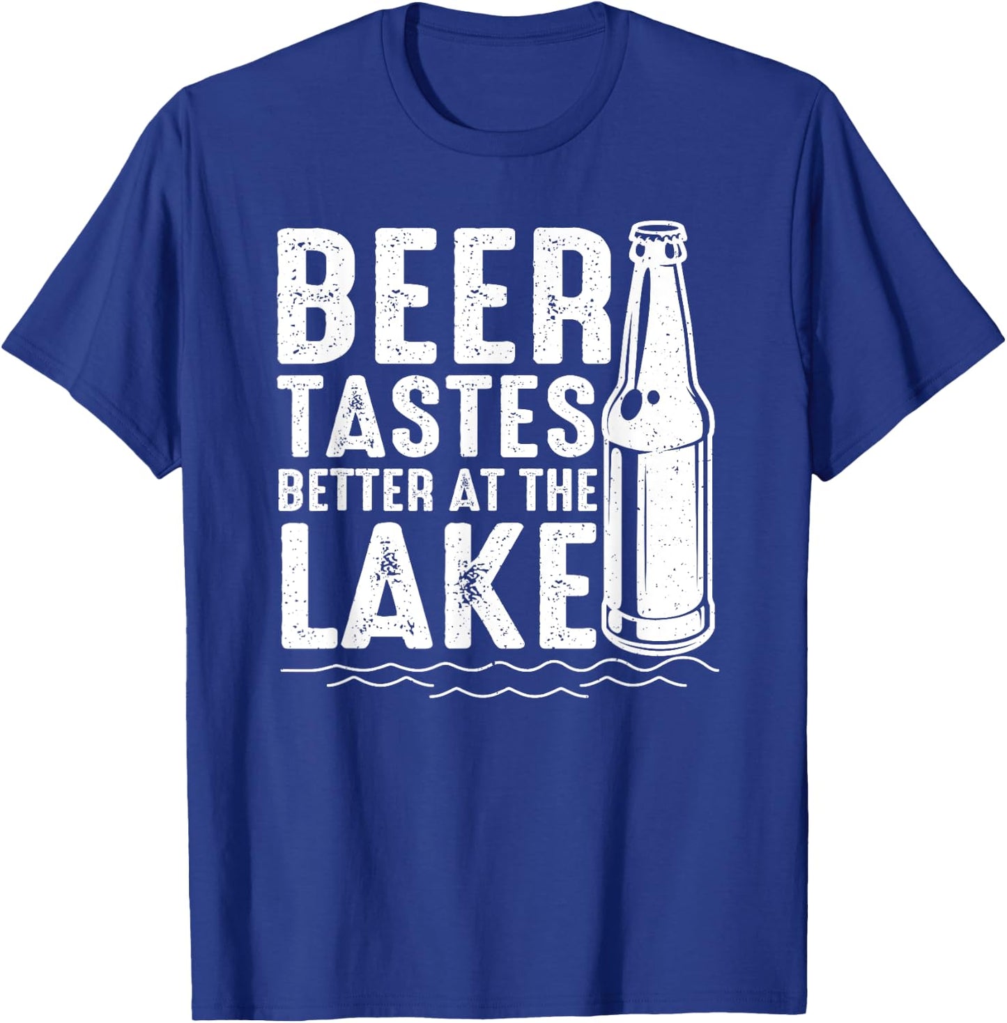 Beer Tastes Better At The Lake Funny Drinking Weekend Print T-Shirt - T-Shirt | Royal