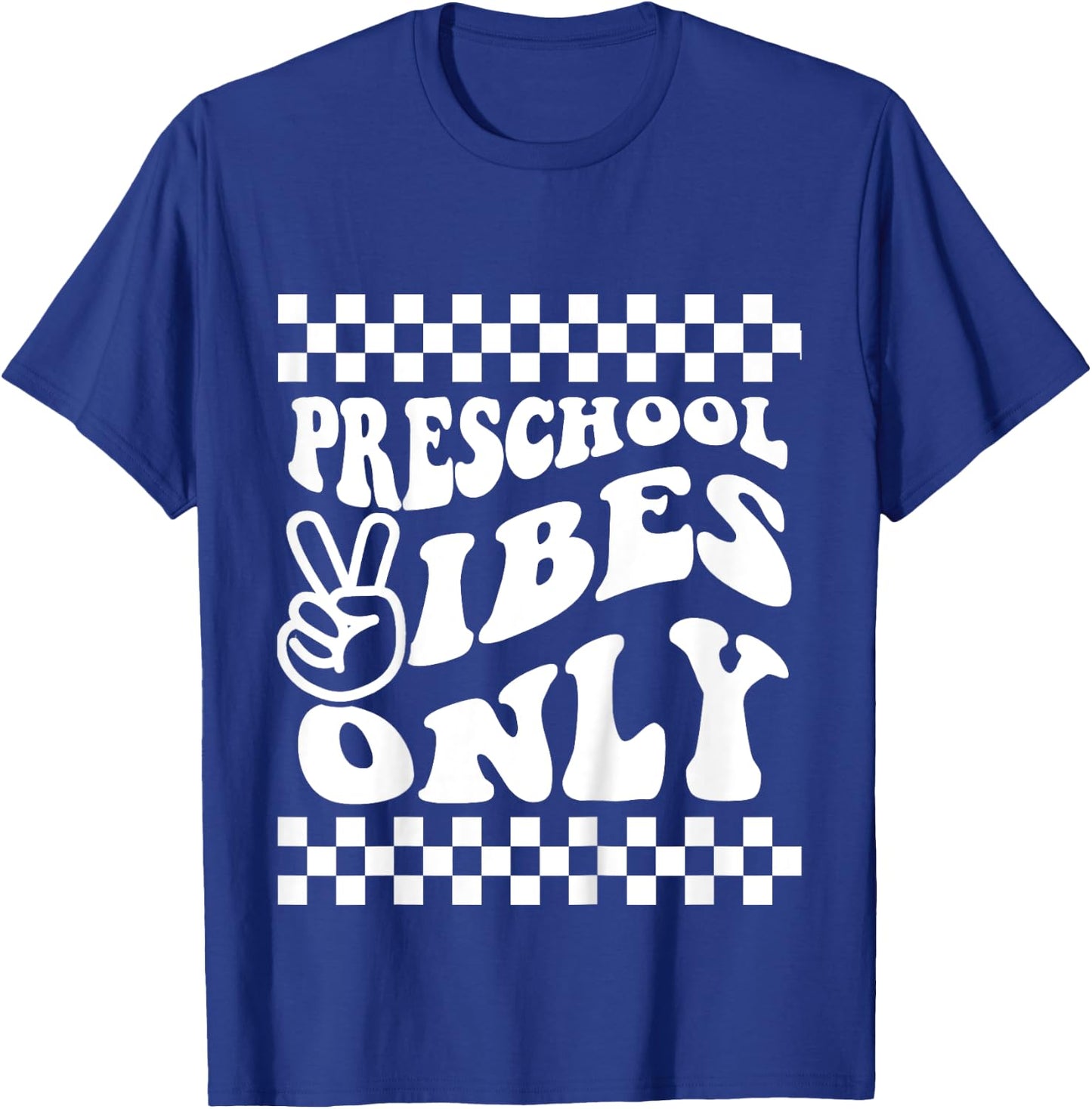 First Day of Preschool Vibes Only Retro Girl Toddler Boy T-Shirt - T-Shirt | Royal