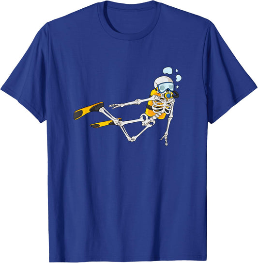 Skeleton Scuba Diver - Scuba Diving Underwater Ocean T-Shirt - T-Shirt | Royal