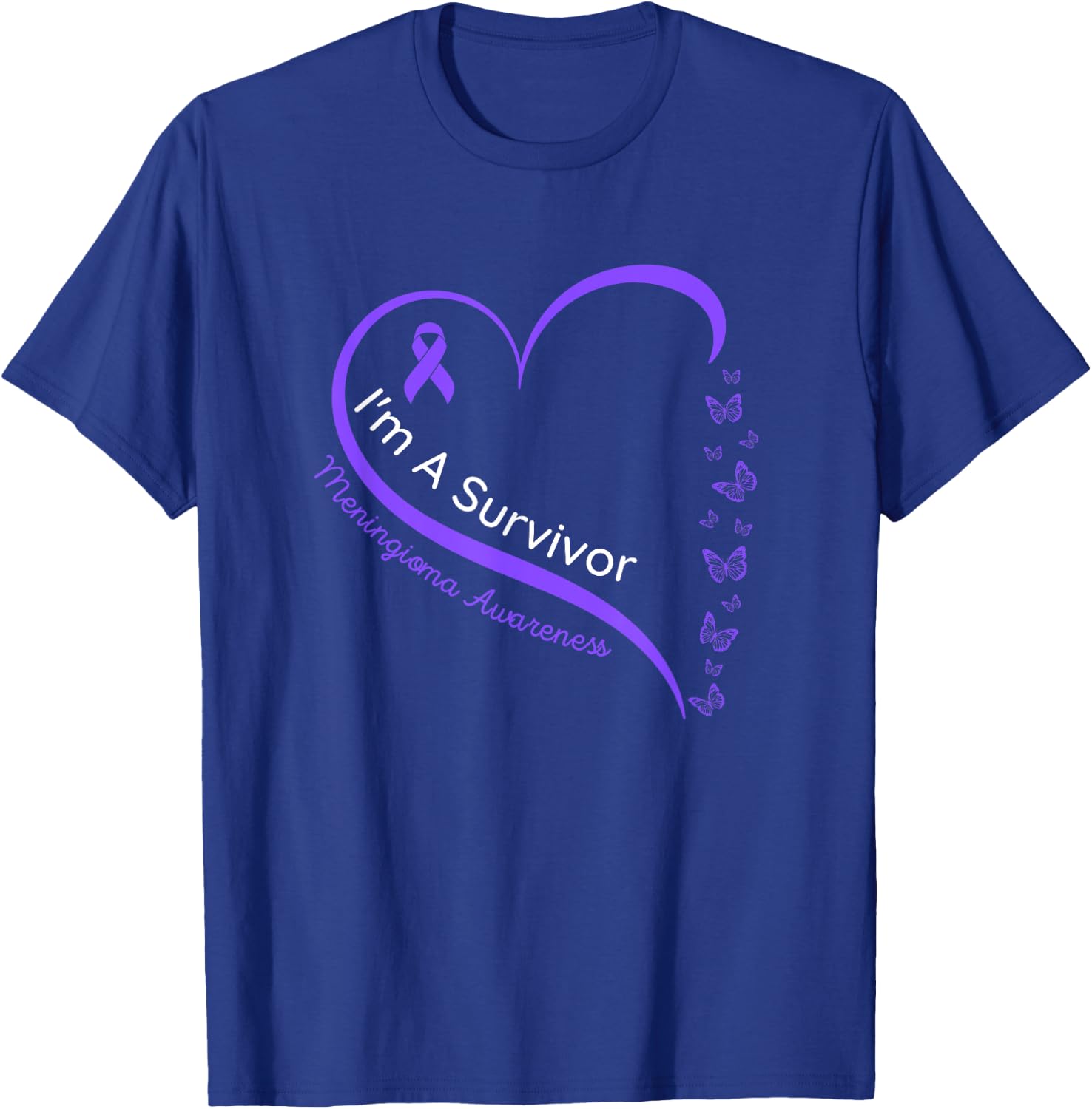 Meningioma Awareness, Brain Tumor, Purple Ribbon T-Shirt - T-Shirt | Royal