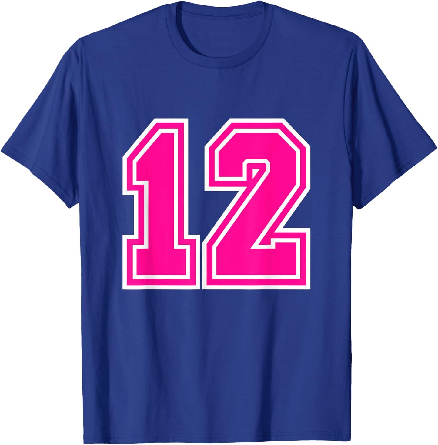 Number #12 Varsity Pink Favorite Number T-Shirt - T-Shirt | Royal