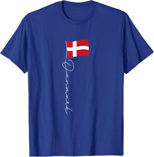 Family Heritage Gifts Denmark Signature Flag Pole - Elegant Patriotic Danish Flag T-Shirt - T-Shirt | Royal