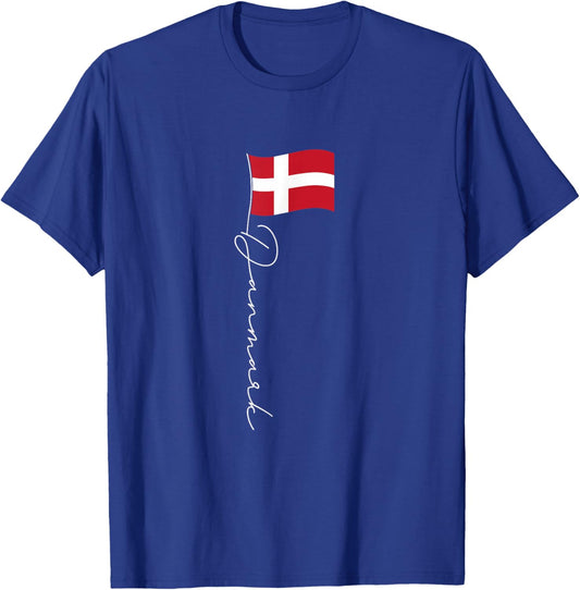 Family Heritage Gifts Denmark Signature Flag Pole - Elegant Patriotic Danish Flag T-Shirt - T-Shirt | Royal