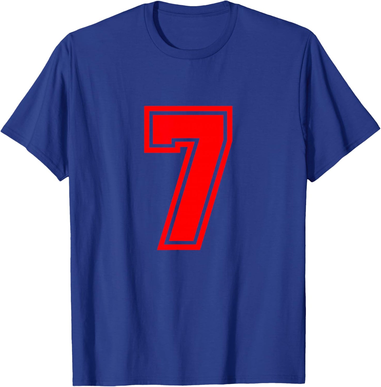 Number #7 Red Varsity Favorite Number T-Shirt - T-Shirt | Royal